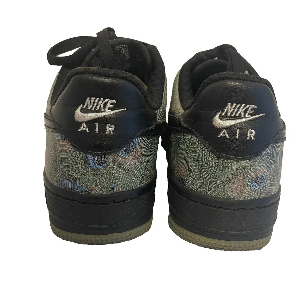 Nike 2006 Jordan Air Force 1 Low Black Suede Peacock Feather Sneakers‎ UNISEX